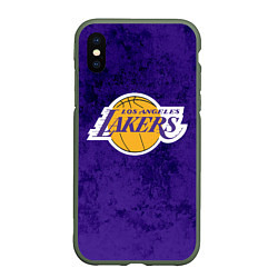 Чехол iPhone XS Max матовый LA LAKERS, цвет: 3D-темно-зеленый