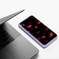 Чехол iPhone XS Max матовый Фламинго, цвет: 3D-светло-сиреневый — фото 2