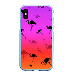 Чехол iPhone XS Max матовый Фламинго, цвет: 3D-голубой