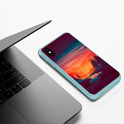 Чехол iPhone XS Max матовый Minimal forest sunset, цвет: 3D-мятный — фото 2