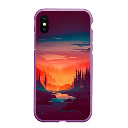 Чехол iPhone XS Max матовый Minimal forest sunset
