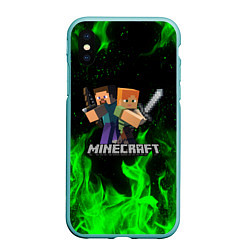 Чехол iPhone XS Max матовый MINECRAFT, цвет: 3D-мятный