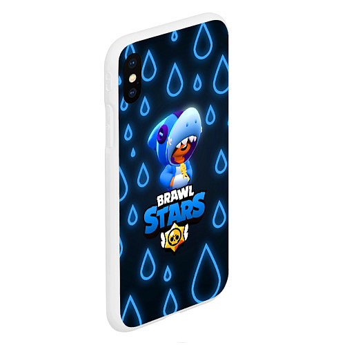 Чехол iPhone XS Max матовый Brawl Stars Leon Shark / 3D-Белый – фото 2