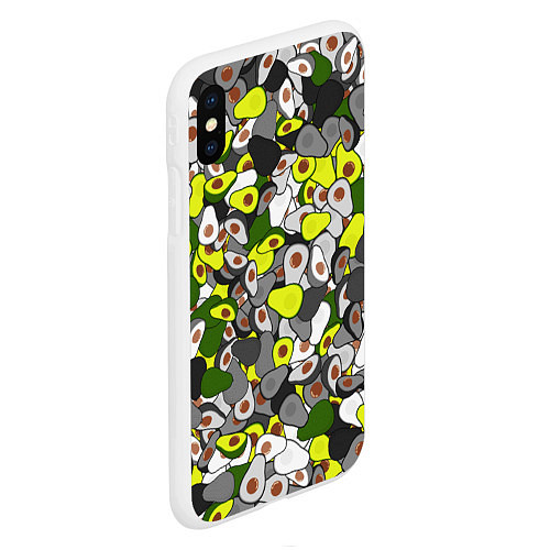 Чехол iPhone XS Max матовый Камуфляж с авокадо / 3D-Белый – фото 2