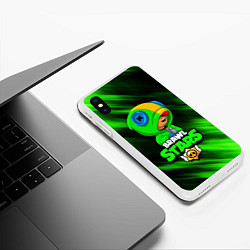 Чехол iPhone XS Max матовый BRAWL STARS LEON, цвет: 3D-белый — фото 2