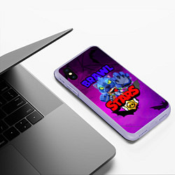 Чехол iPhone XS Max матовый BRAWL STARS LEON WOLF, цвет: 3D-светло-сиреневый — фото 2