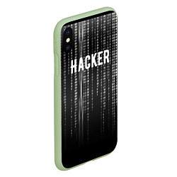 Чехол iPhone XS Max матовый Hacker, цвет: 3D-салатовый — фото 2