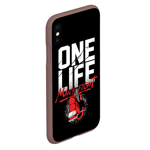 Чехол iPhone XS Max матовый One Life Many Fight / 3D-Коричневый – фото 2