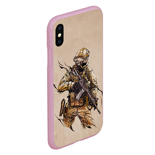 Чехол iPhone XS Max матовый Военный / 3D-Розовый – фото 2