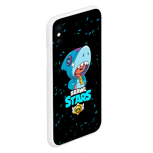 Чехол iPhone XS Max матовый Brawl stars leon shark / 3D-Белый – фото 2