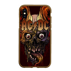 Чехол iPhone XS Max матовый ACDC, цвет: 3D-коричневый