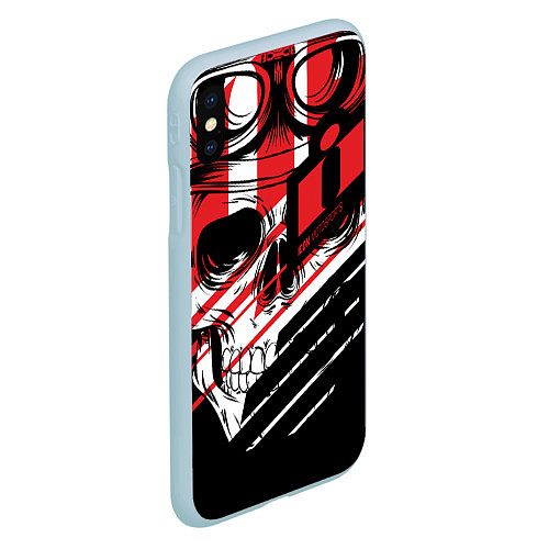Чехол iPhone XS Max матовый Череп Icon красный / 3D-Голубой – фото 2