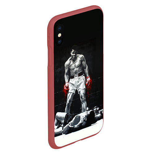 Чехол iPhone XS Max матовый Muhammad Ali / 3D-Красный – фото 2