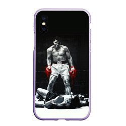 Чехол iPhone XS Max матовый Muhammad Ali, цвет: 3D-светло-сиреневый