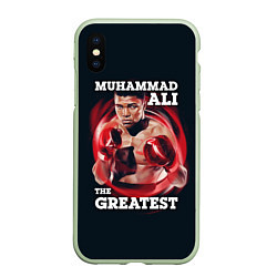 Чехол iPhone XS Max матовый Muhammad Ali, цвет: 3D-салатовый