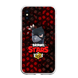 Чехол iPhone XS Max матовый BRAWL STARS:CROW, цвет: 3D-белый