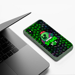 Чехол iPhone XS Max матовый BRAWL STARS:SPIKE, цвет: 3D-темно-зеленый — фото 2