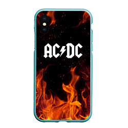 Чехол iPhone XS Max матовый AC DC, цвет: 3D-мятный