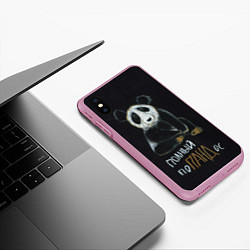 Чехол iPhone XS Max матовый Полный поПАНДос, цвет: 3D-розовый — фото 2