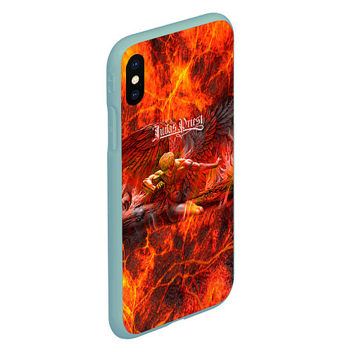 Чехол iPhone XS Max матовый Judas Priest / 3D-Мятный – фото 2