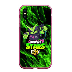 Чехол iPhone XS Max матовый BRAWL STARS VIRUS 8-BIT, цвет: 3D-малиновый