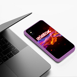 Чехол iPhone XS Max матовый ROBLOX, цвет: 3D-фиолетовый — фото 2