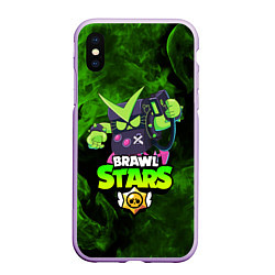 Чехол iPhone XS Max матовый BRAWL STARS VIRUS 8-BIT, цвет: 3D-сиреневый