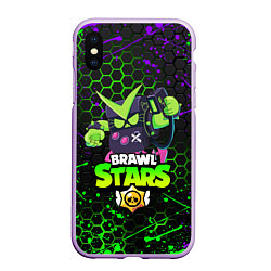 Чехол iPhone XS Max матовый BRAWL STARS VIRUS 8-BIT, цвет: 3D-сиреневый