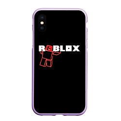 Чехол iPhone XS Max матовый Роблокс Roblox, цвет: 3D-сиреневый