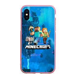 Чехол iPhone XS Max матовый Minecraft Майнкрафт, цвет: 3D-розовый