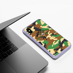Чехол iPhone XS Max матовый Камуфляж с гербом МВД, цвет: 3D-светло-сиреневый — фото 2