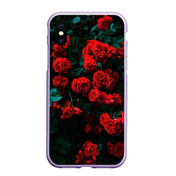 Чехол iPhone XS Max матовый Розы, цвет: 3D-светло-сиреневый
