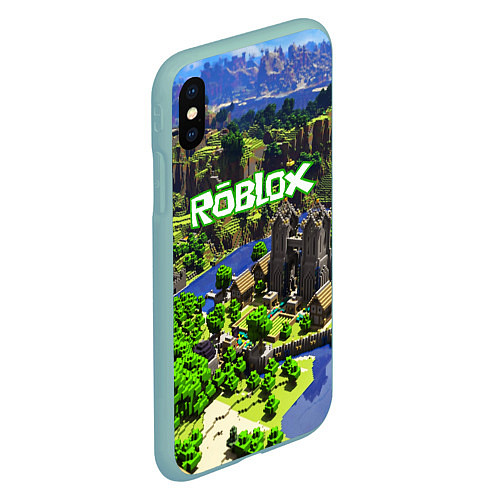 Чехол iPhone XS Max матовый ROBLOX / 3D-Мятный – фото 2