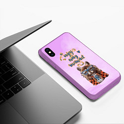 Чехол iPhone XS Max матовый Енот, цвет: 3D-фиолетовый — фото 2