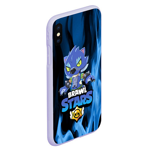 Чехол iPhone XS Max матовый BRAWL STARS LEON ОБОРОТЕНЬ / 3D-Светло-сиреневый – фото 2