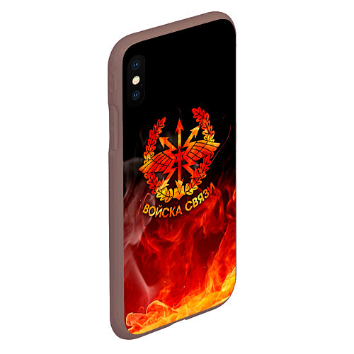 Чехол iPhone XS Max матовый Войска связи / 3D-Коричневый – фото 2