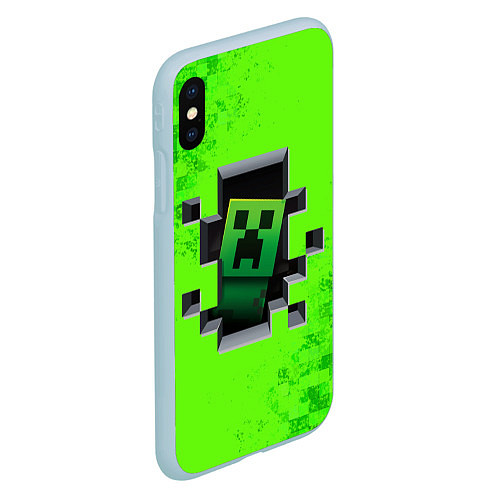 Чехол iPhone XS Max матовый MINECRAFT / 3D-Голубой – фото 2