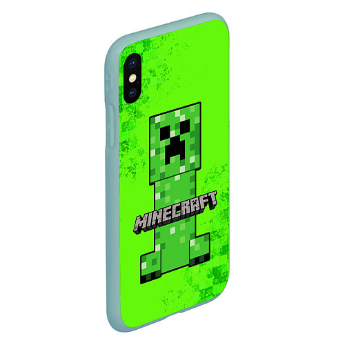 Чехол iPhone XS Max матовый MINECRAFT / 3D-Мятный – фото 2