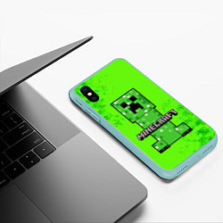 Чехол iPhone XS Max матовый MINECRAFT, цвет: 3D-мятный — фото 2