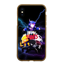 Чехол iPhone XS Max матовый Brawl Stars CROW, цвет: 3D-коричневый