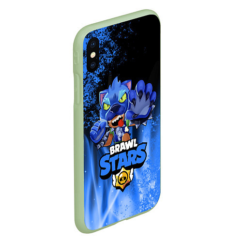 Чехол iPhone XS Max матовый Brawl Stars LEON / 3D-Салатовый – фото 2