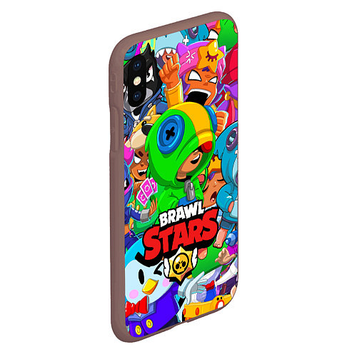 Чехол iPhone XS Max матовый BRAWL STARS LEON / 3D-Коричневый – фото 2