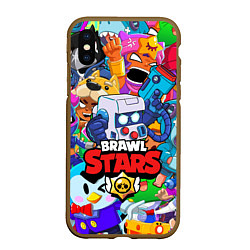 Чехол iPhone XS Max матовый BRAWL STARS 8-BIT, цвет: 3D-коричневый