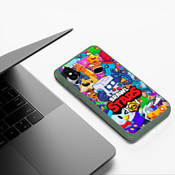 Чехол iPhone XS Max матовый BRAWL STARS 8-BIT, цвет: 3D-темно-зеленый — фото 2