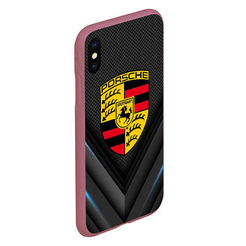 Чехол iPhone XS Max матовый PORSCHE / 3D-Малиновый – фото 2