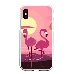Чехол iPhone XS Max матовый Фламинго, цвет: 3D-белый