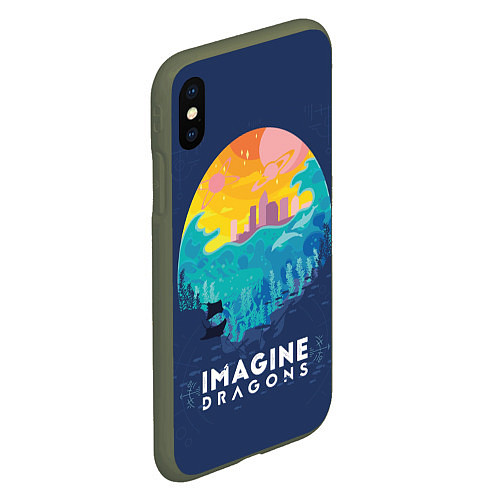 Чехол iPhone XS Max матовый Imagine Dragons / 3D-Темно-зеленый – фото 2