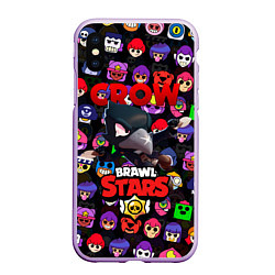 Чехол iPhone XS Max матовый BRAWL STARS CROW, цвет: 3D-сиреневый