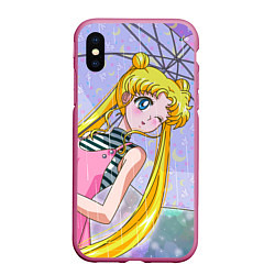 Чехол iPhone XS Max матовый Sailor Moon, цвет: 3D-малиновый