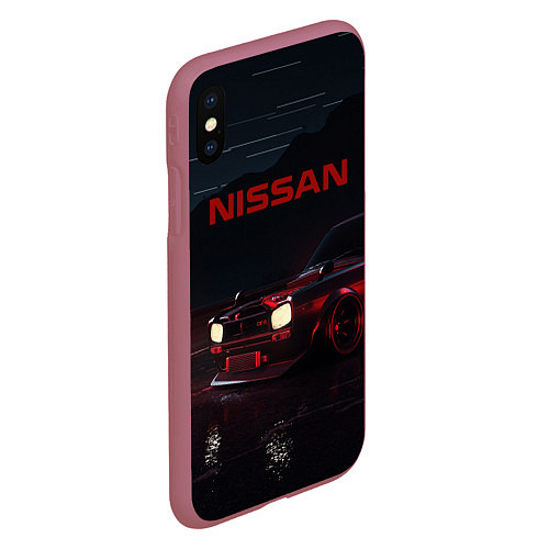 Чехол iPhone XS Max матовый NISSAN / 3D-Малиновый – фото 2